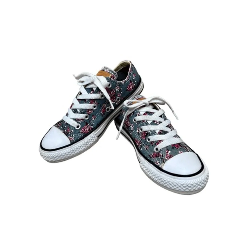 Converse All‎ Stars Chuck Taylor Low Top Sneaker Blue Floral Youth 13 Girls Kids